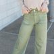 Avocado Green Wide Leg Jeans