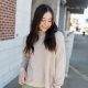 Beige Chunky Knit Mock Neck Sweater