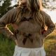Beige Double Pleated Leather Shorts