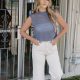 Beige Wash Wide Leg Jeans