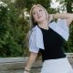 Black Bow Tie Detail Knit Top