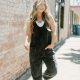 Black Denim Overall Jumpsuit