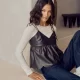 Black Faux Leather Scalloped Top
