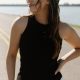 Black Micro Ribbed Athletic Tank Top