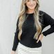 Black Ribbed Dolman Sleeve Sweater