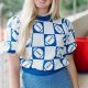 Blue Football Checker Knit Top