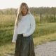 Blue Shimmer Tiered Satin Maxi Skirt
