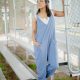 Blue Wash Casual Loose Jumpsuit