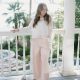 Blush Pink Linen Wide Leg Pants