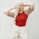 Brick Tweed Puff Sleeve Top