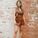 Brown Leather Sleeveless Blazer Romper