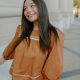 Camel Detailed Long Sleeve Blouse