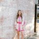 Ciebon Pink Button Up Striped Romper