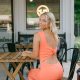 Coral Twisted Back Flare Athletic Jumpsuit