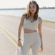 Cream Active Set Cutout Back Sports Bra