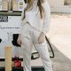 Cream Satin Set Jogger Pants