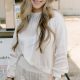Cream Satin Set Long Sleeve Top