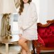 Cream Tulle Tiered Mini Skirt