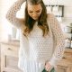 Cream & White Pleated Hem Knit Top