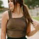 Gold Metallic Ruched Bodysuit